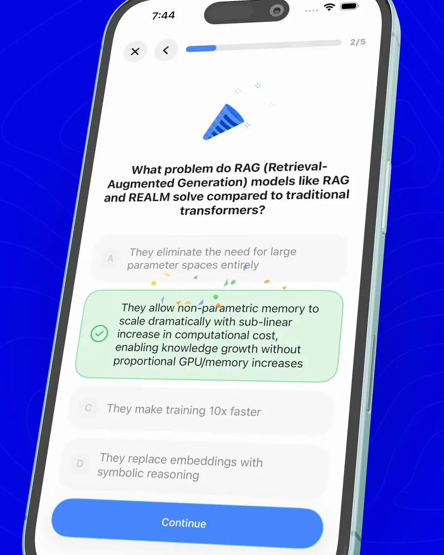 A quiz generated from a saved article in Linkwise Creator Mode