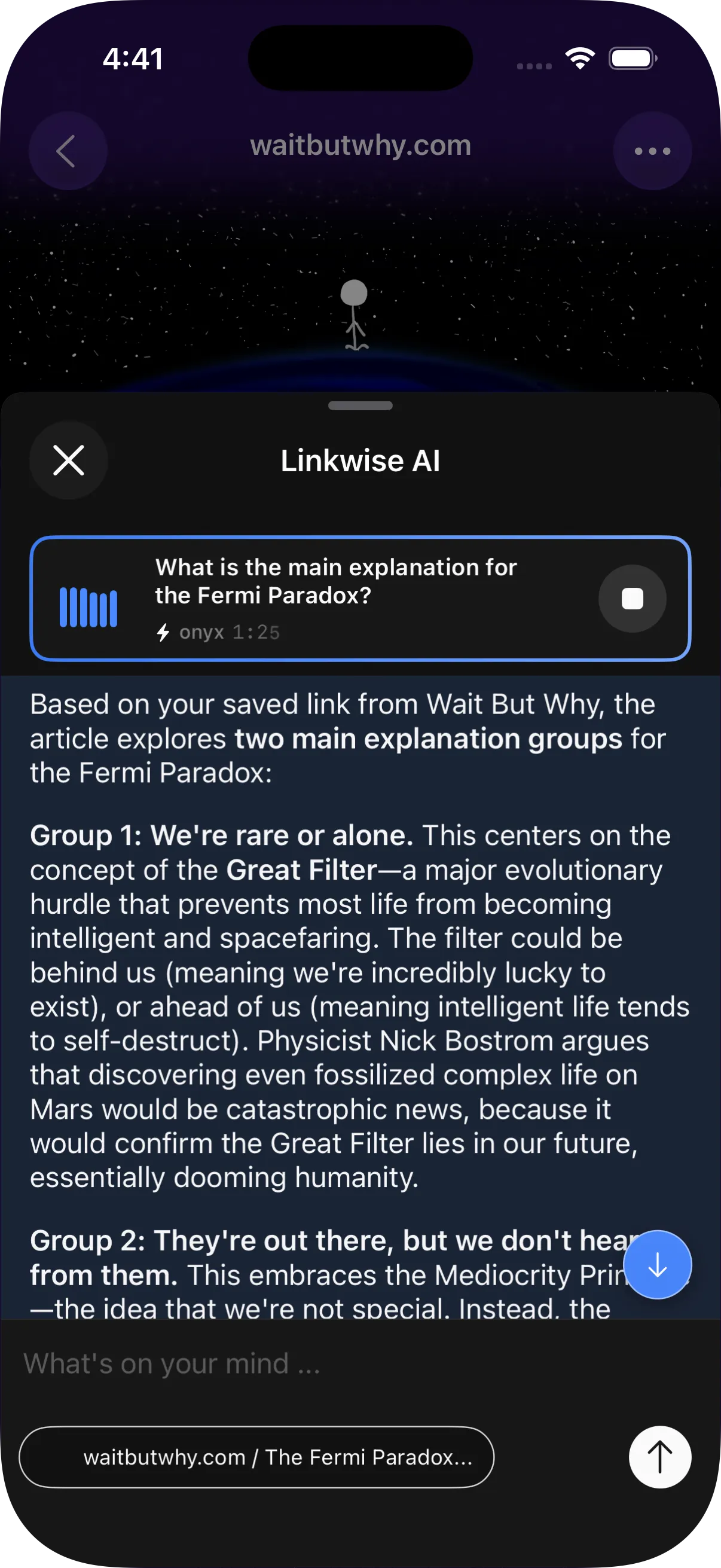 Floating TTS audio player with active waveform